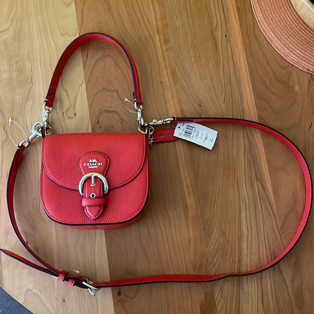 Coach red leather hand and shoulder bag